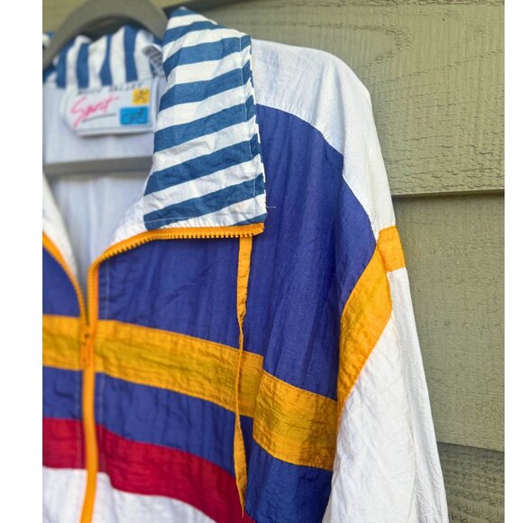 Vintage 80s Unisex Colorblock Windbreaker Jacket 🌈 Misty Valley Sport M - Picture 7 of 9